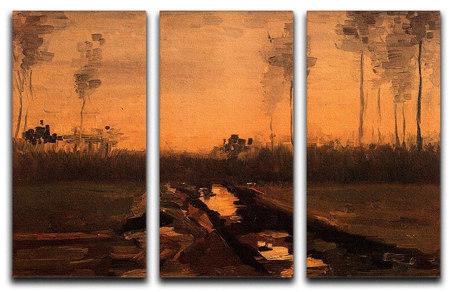 Landscape at Dusk by Van Gogh 3 Split Panel Canvas Print - Canvas Art Rocks - 4