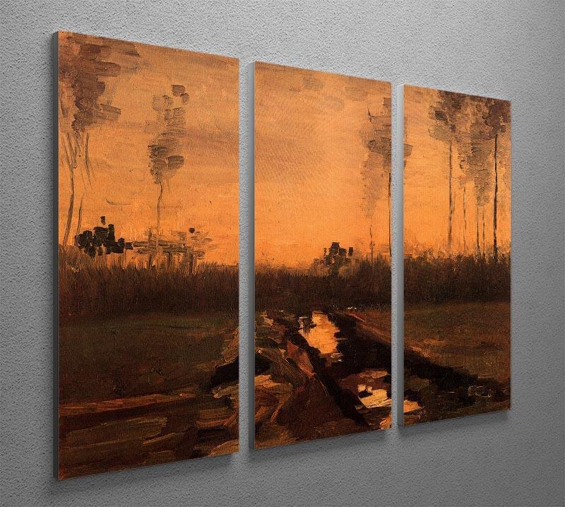 Landscape at Dusk by Van Gogh 3 Split Panel Canvas Print - Canvas Art Rocks - 4