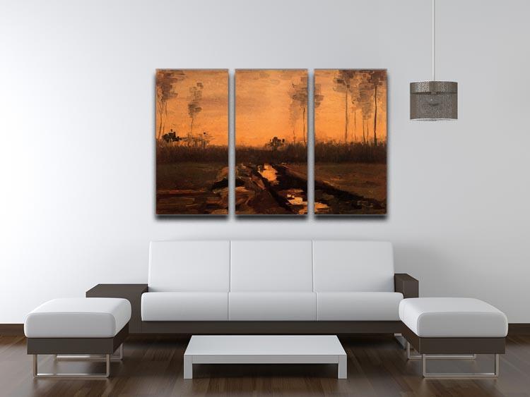 Landscape at Dusk by Van Gogh 3 Split Panel Canvas Print - Canvas Art Rocks - 4