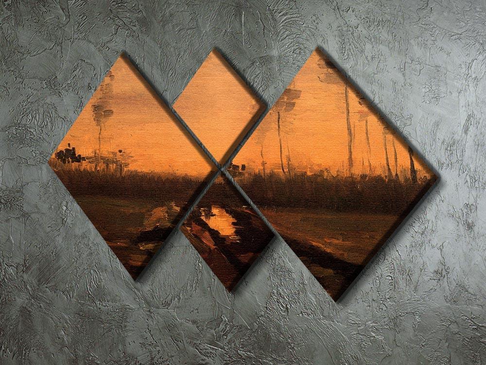 Landscape at Dusk by Van Gogh 4 Square Multi Panel Canvas - Canvas Art Rocks - 2