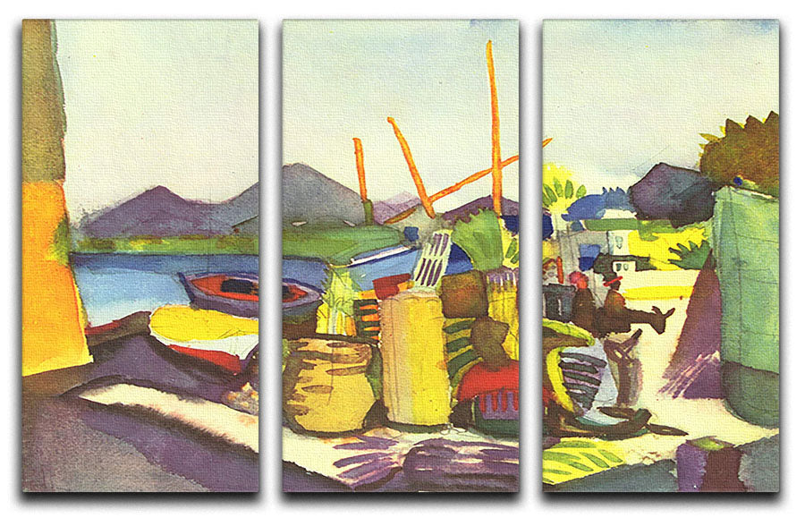Landscape at Hammamet by Macke 3 Split Panel Canvas Print - Canvas Art Rocks - 1