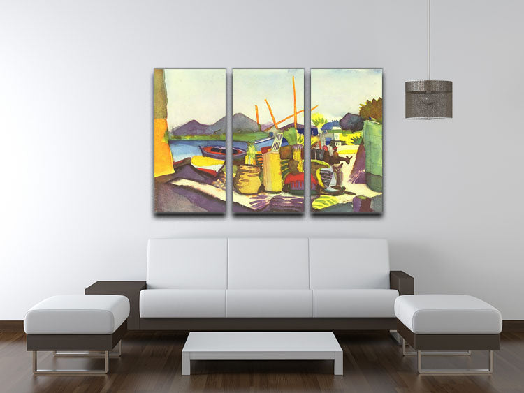 Landscape at Hammamet by Macke 3 Split Panel Canvas Print - Canvas Art Rocks - 3