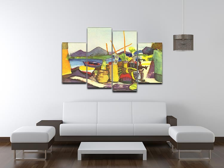 Landscape at Hammamet by Macke 4 Split Panel Canvas - Canvas Art Rocks - 3