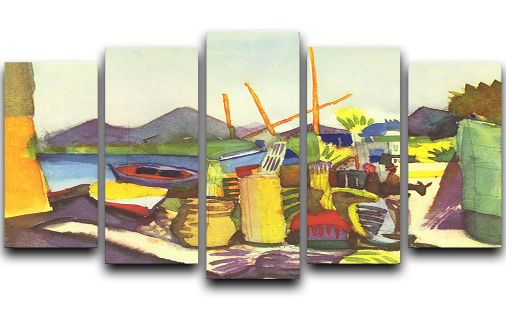 Landscape at Hammamet by Macke 5 Split Panel Canvas - Canvas Art Rocks - 1