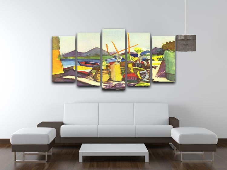 Landscape at Hammamet by Macke 5 Split Panel Canvas - Canvas Art Rocks - 3