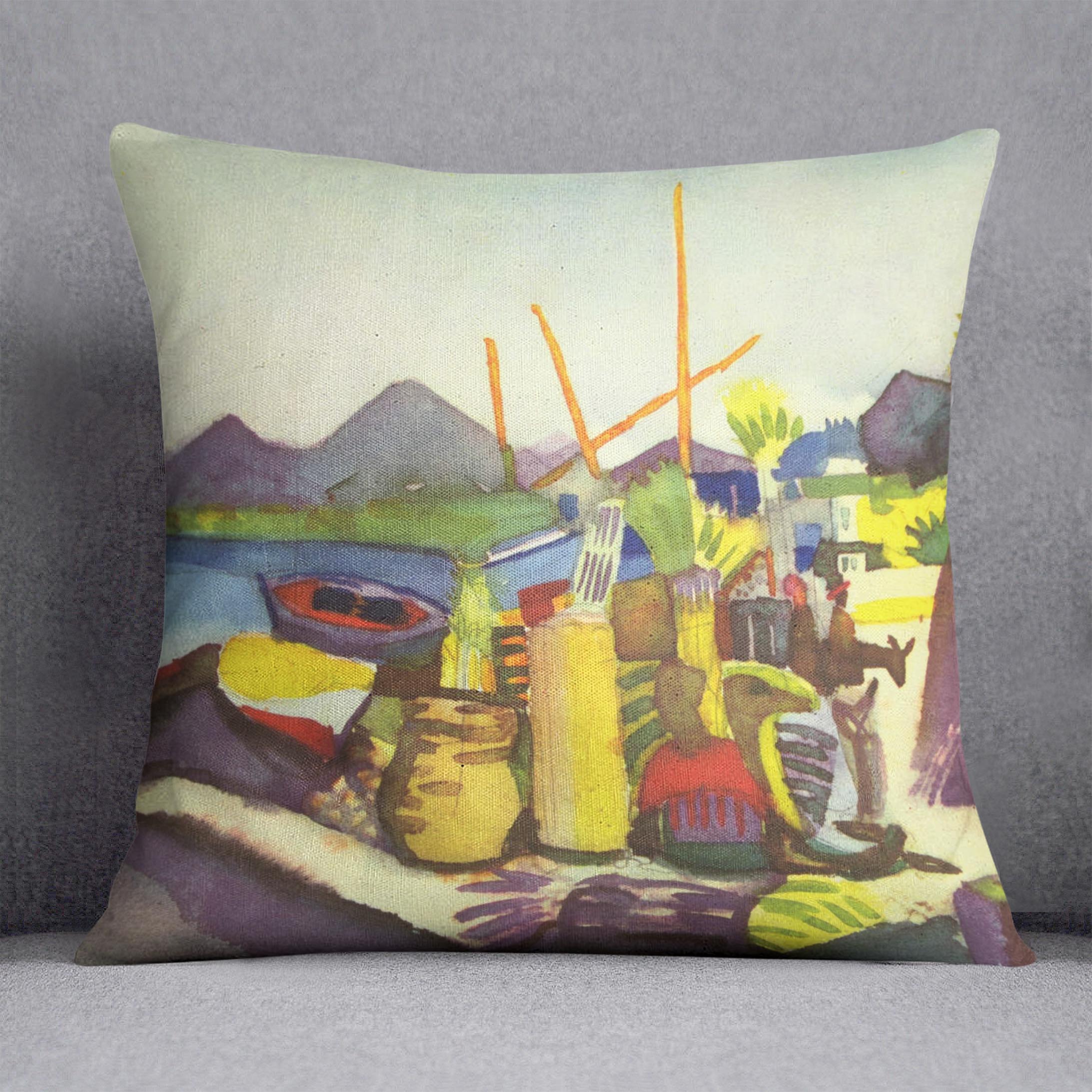 Landscape at Hammamet by Macke Cushion - Canvas Art Rocks - 1