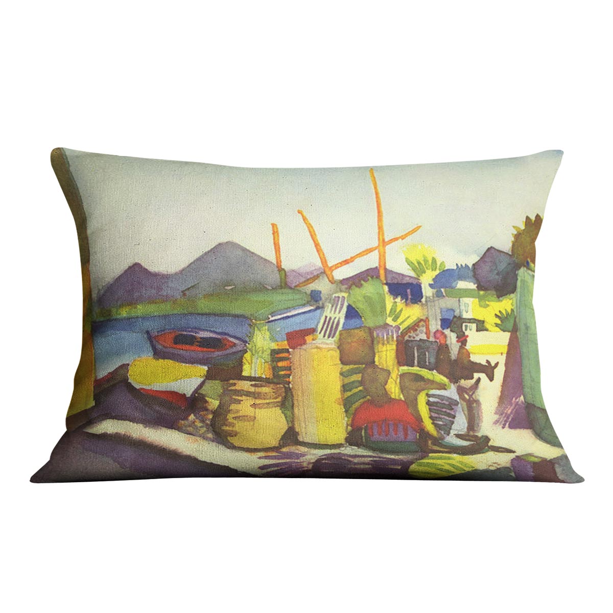 Landscape at Hammamet by Macke Cushion - Canvas Art Rocks - 4