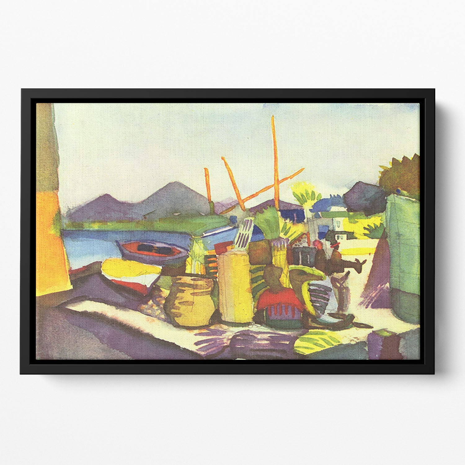 Landscape at Hammamet by Macke Floating Framed Canvas - Canvas Art Rocks - 2