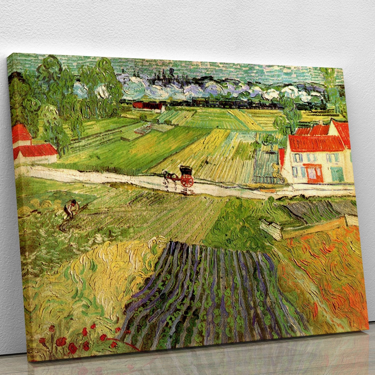 Landscape with Carriage and Train in the Background by Van Gogh Canvas Print or Poster