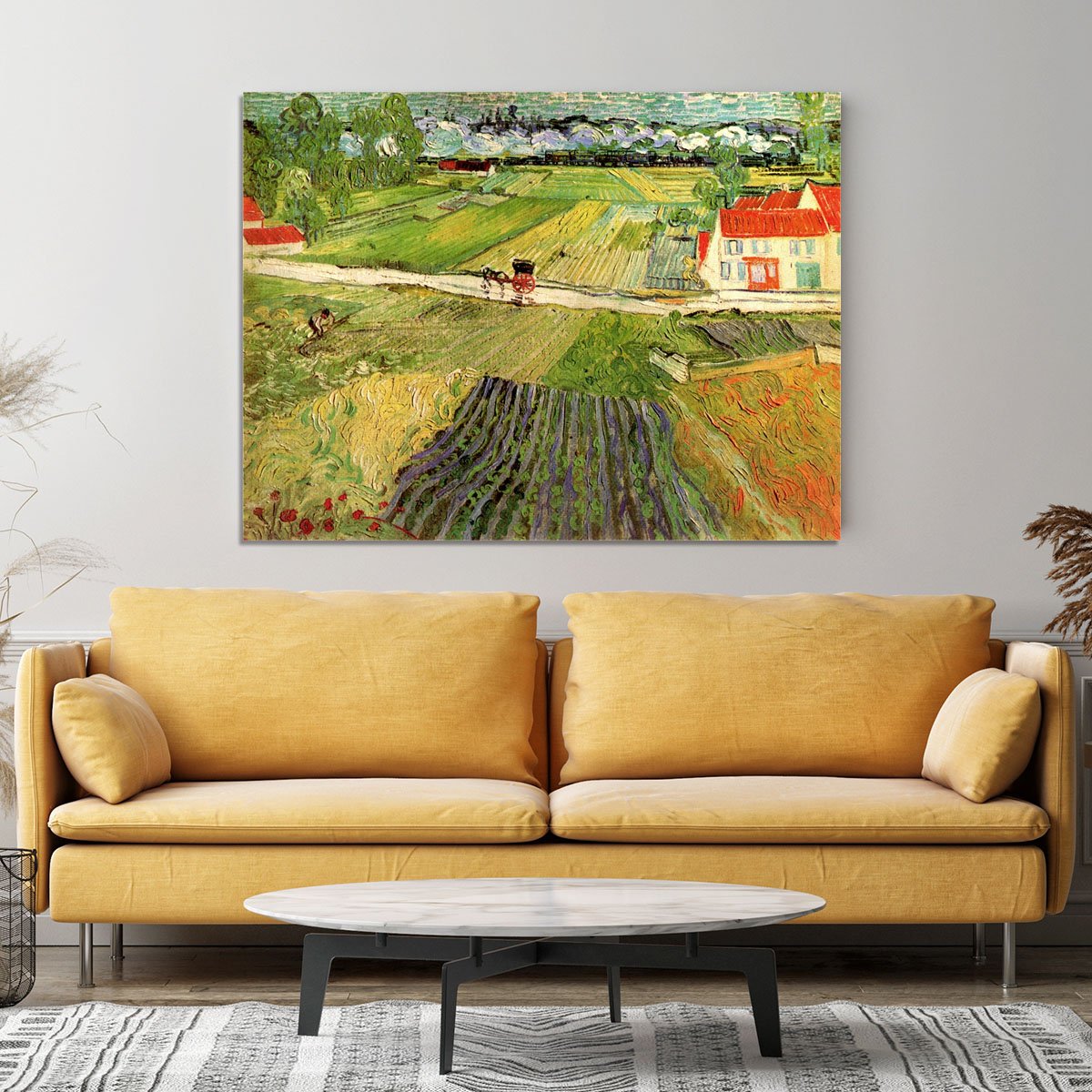 Landscape with Carriage and Train in the Background by Van Gogh Canvas Print or Poster
