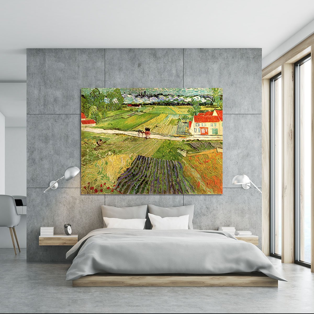 Landscape with Carriage and Train in the Background by Van Gogh Canvas Print or Poster