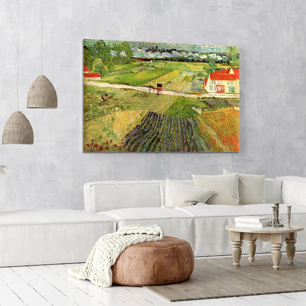 Landscape with Carriage and Train in the Background by Van Gogh Canvas Print or Poster