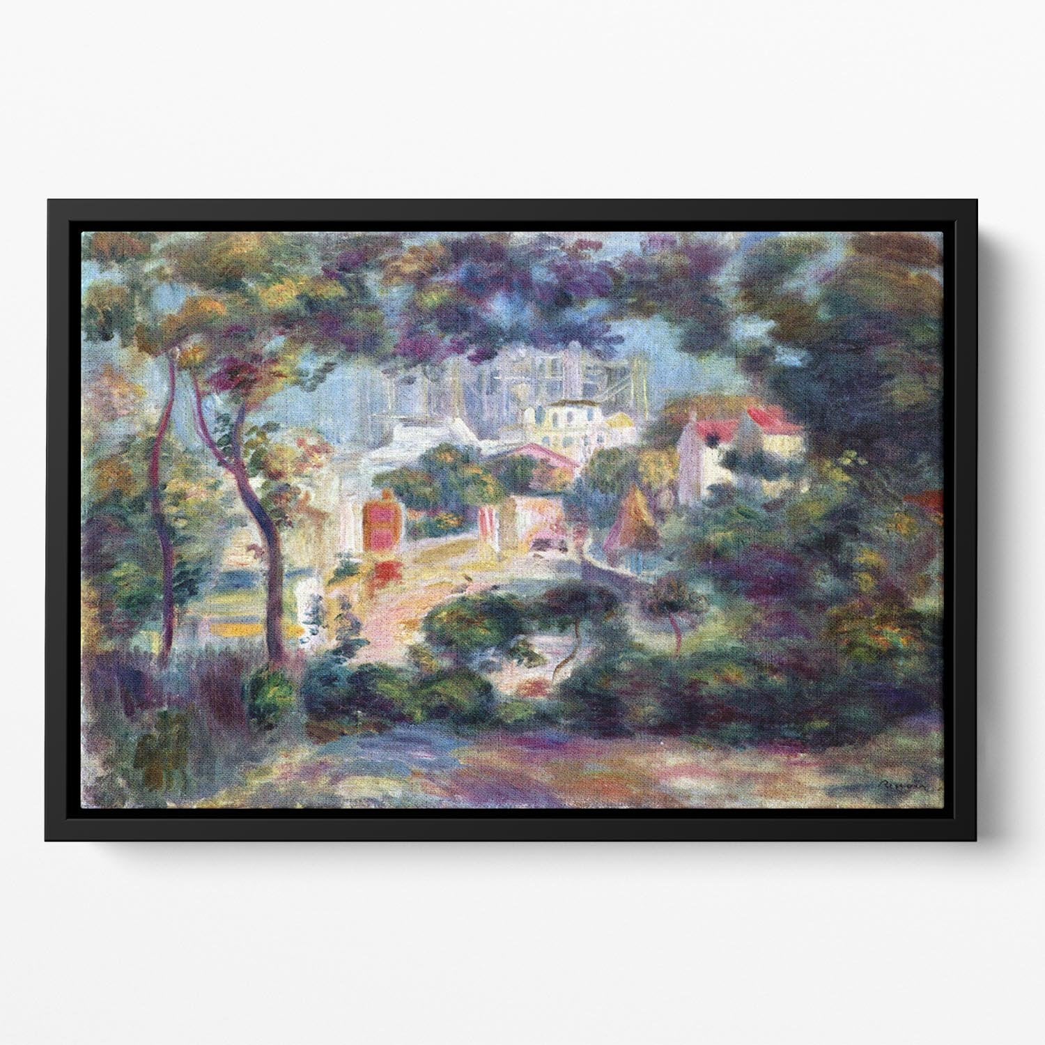 Landscape with a view of the Sacred Heart by Renoir Floating Framed Canvas