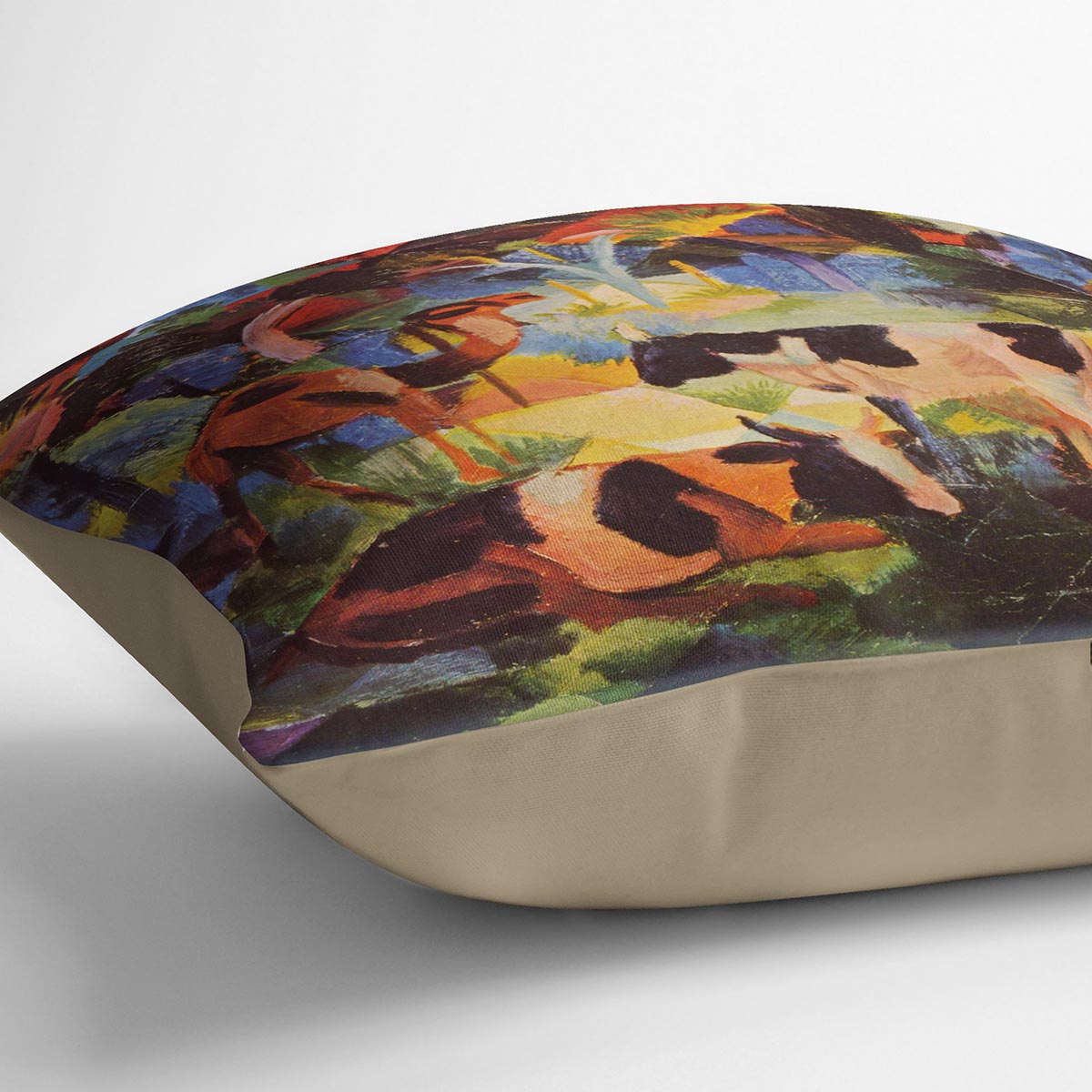 Landscape with cows and camels by Macke Cushion - Canvas Art Rocks - 2