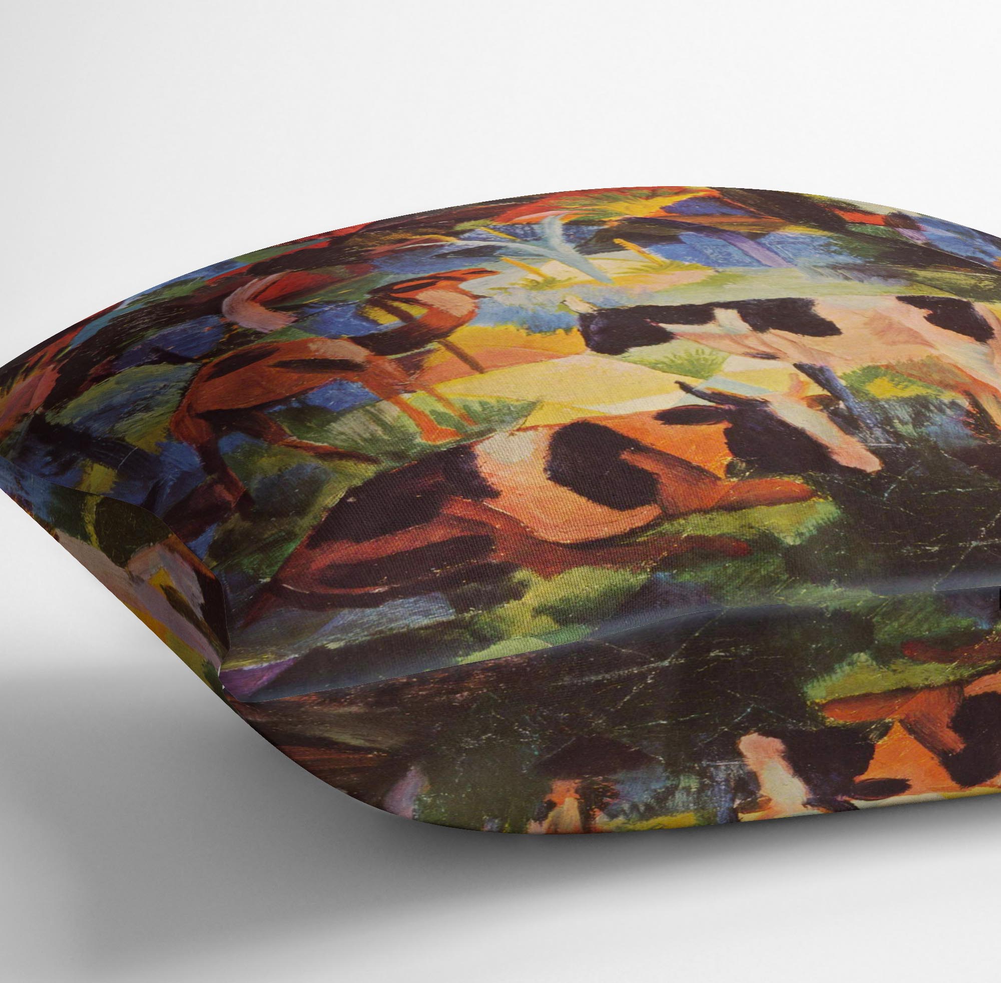 Landscape with cows and camels by Macke Cushion - Canvas Art Rocks - 3