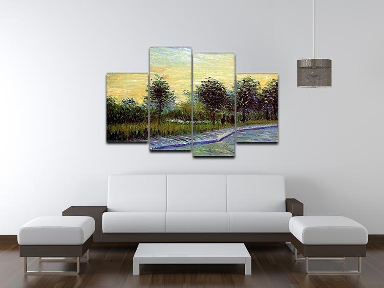 Lane in Voyer d Argenson Park at Asnieres by Van Gogh 4 Split Panel Canvas - Canvas Art Rocks - 3