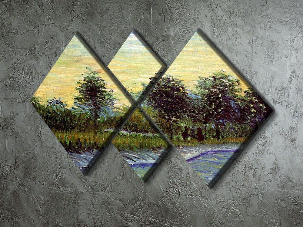 Lane in Voyer d Argenson Park at Asnieres by Van Gogh 4 Square Multi Panel Canvas - Canvas Art Rocks - 2