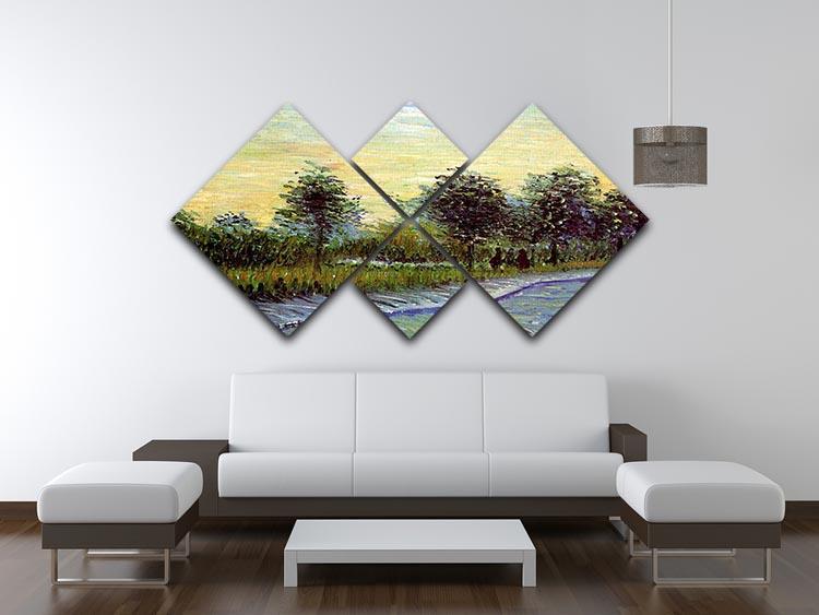 Lane in Voyer d Argenson Park at Asnieres by Van Gogh 4 Square Multi Panel Canvas - Canvas Art Rocks - 3