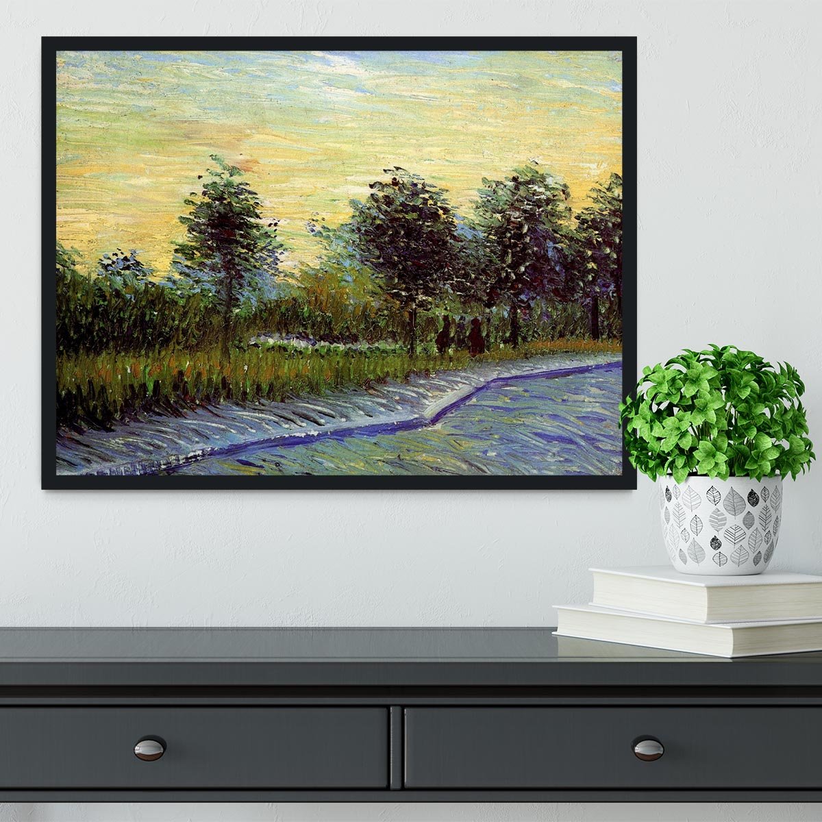 Lane in Voyer d Argenson Park at Asnieres by Van Gogh Framed Print - Canvas Art Rocks - 2
