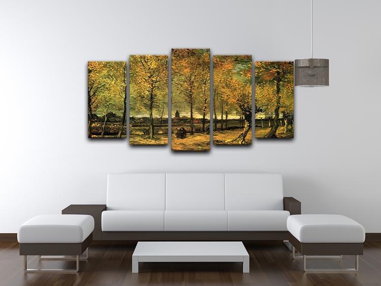 Lane with Poplars by Van Gogh 5 Split Panel Canvas - Canvas Art Rocks - 3
