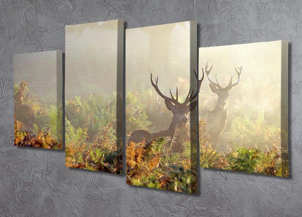 Large red deer stag in mist 4 Split Panel Canvas - Canvas Art Rocks - 2