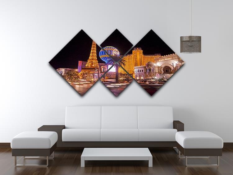 Las Vegas Blvd at Flamingo 4 Square Multi Panel Canvas  - Canvas Art Rocks - 3