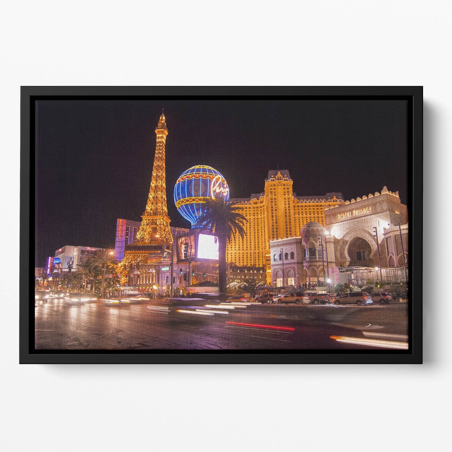 Las Vegas Blvd at Flamingo Floating Framed Canvas