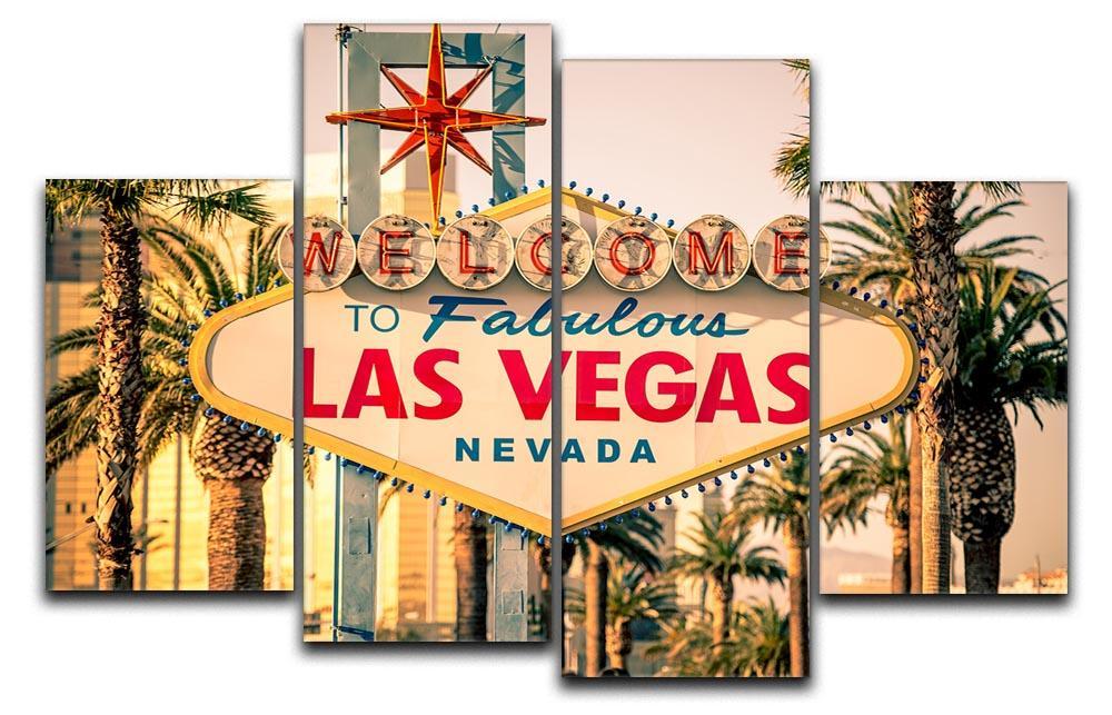 Las Vegas Welcomes You 4 Split Panel Canvas  - Canvas Art Rocks - 1