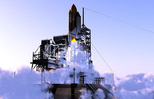 Launch a spacecraft into space Wall Mural Wallpaper - Canvas Art Rocks - 1