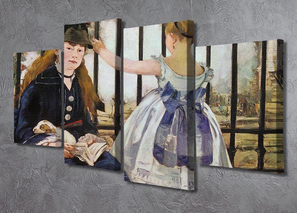 Le Chemin de fer 1873 by Manet 4 Split Panel Canvas - Canvas Art Rocks - 2