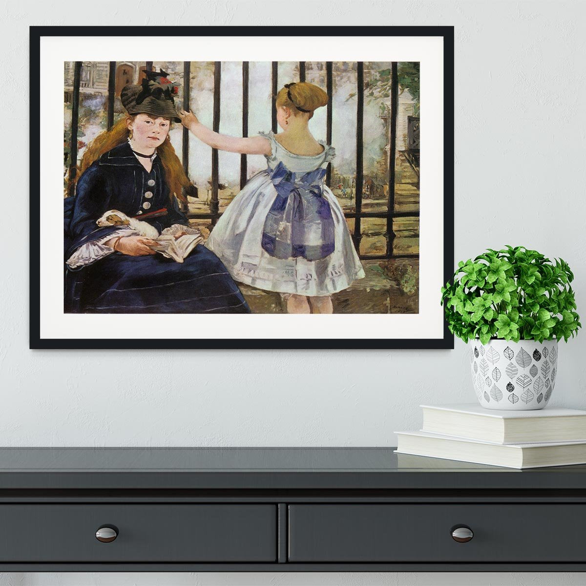 Le Chemin de fer 1873 by Manet Framed Print - Canvas Art Rocks - 1