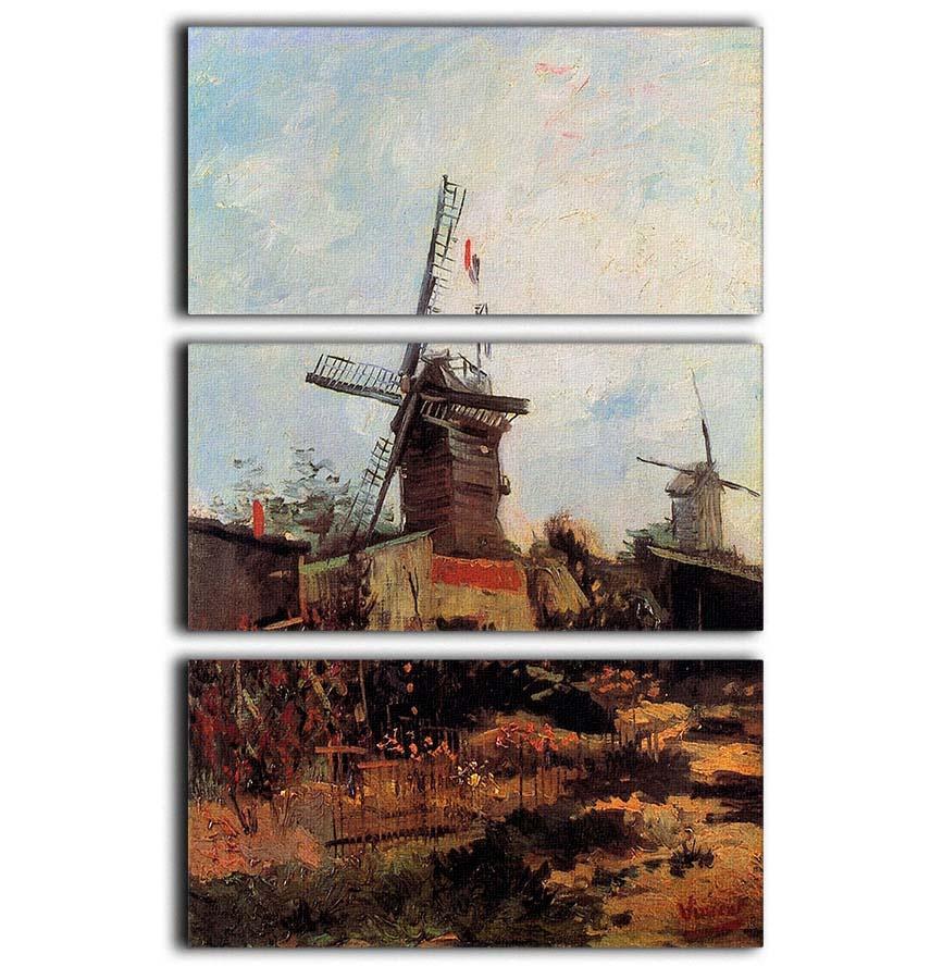 Le Moulin de Blute-Fin by Van Gogh 3 Split Panel Canvas Print - Canvas Art Rocks - 1