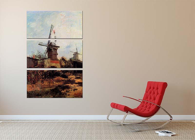 Le Moulin de Blute-Fin by Van Gogh 3 Split Panel Canvas Print - Canvas Art Rocks - 2