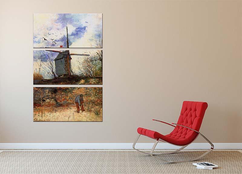 Le Moulin de la Galette 2 by Van Gogh 3 Split Panel Canvas Print - Canvas Art Rocks - 2