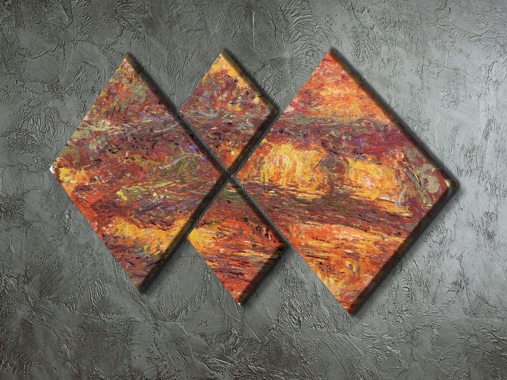 Le Pont Japonais 1922 by Monet 4 Square Multi Panel Canvas - Canvas Art Rocks - 2