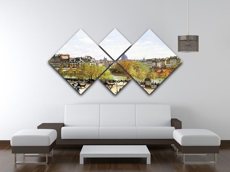 Le quai du Louvre by Monet 4 Square Multi Panel Canvas - Canvas Art Rocks - 3