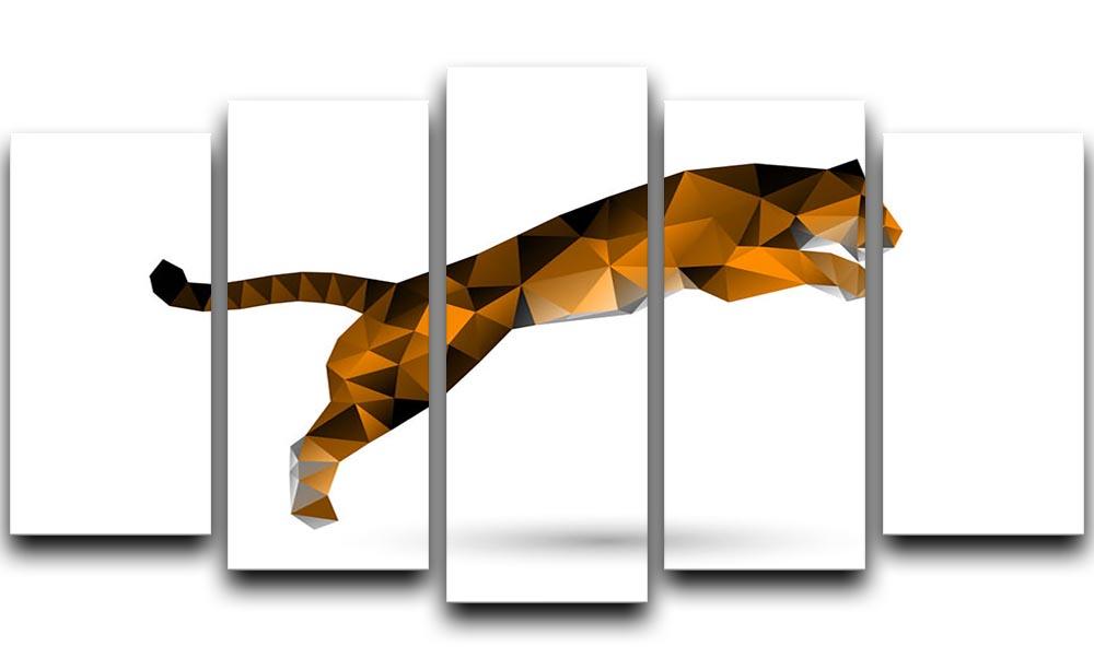 Leaping tiger from polygons 5 Split Panel Canvas - Canvas Art Rocks - 1