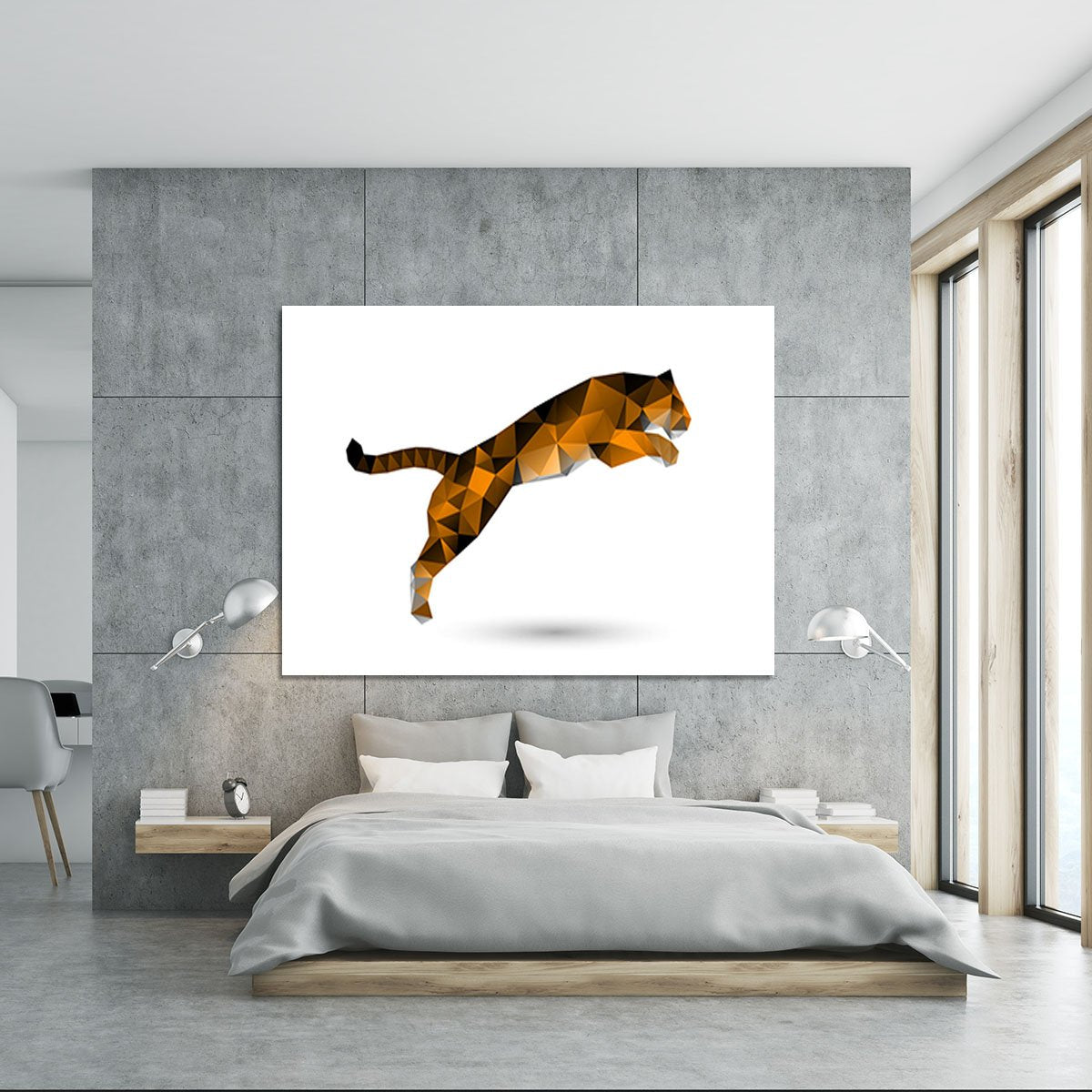 Leaping tiger from polygons Canvas Print or Poster