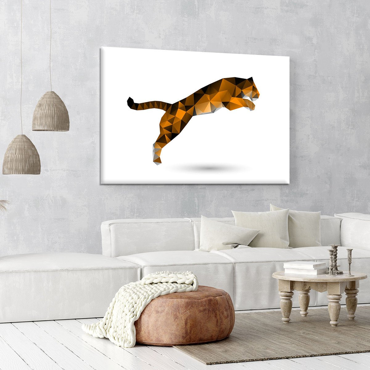 Leaping tiger from polygons Canvas Print or Poster