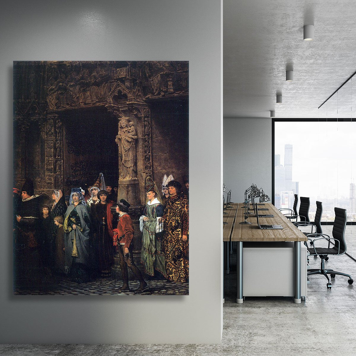 Leaving a church in the 15th Century by Alma Tadema Canvas Print or Poster