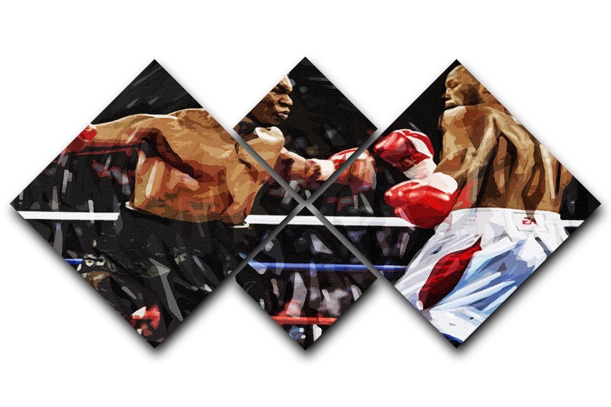 Lennox Lewis v Mike Tyson 4 Square Multi Panel Canvas  - Canvas Art Rocks - 1