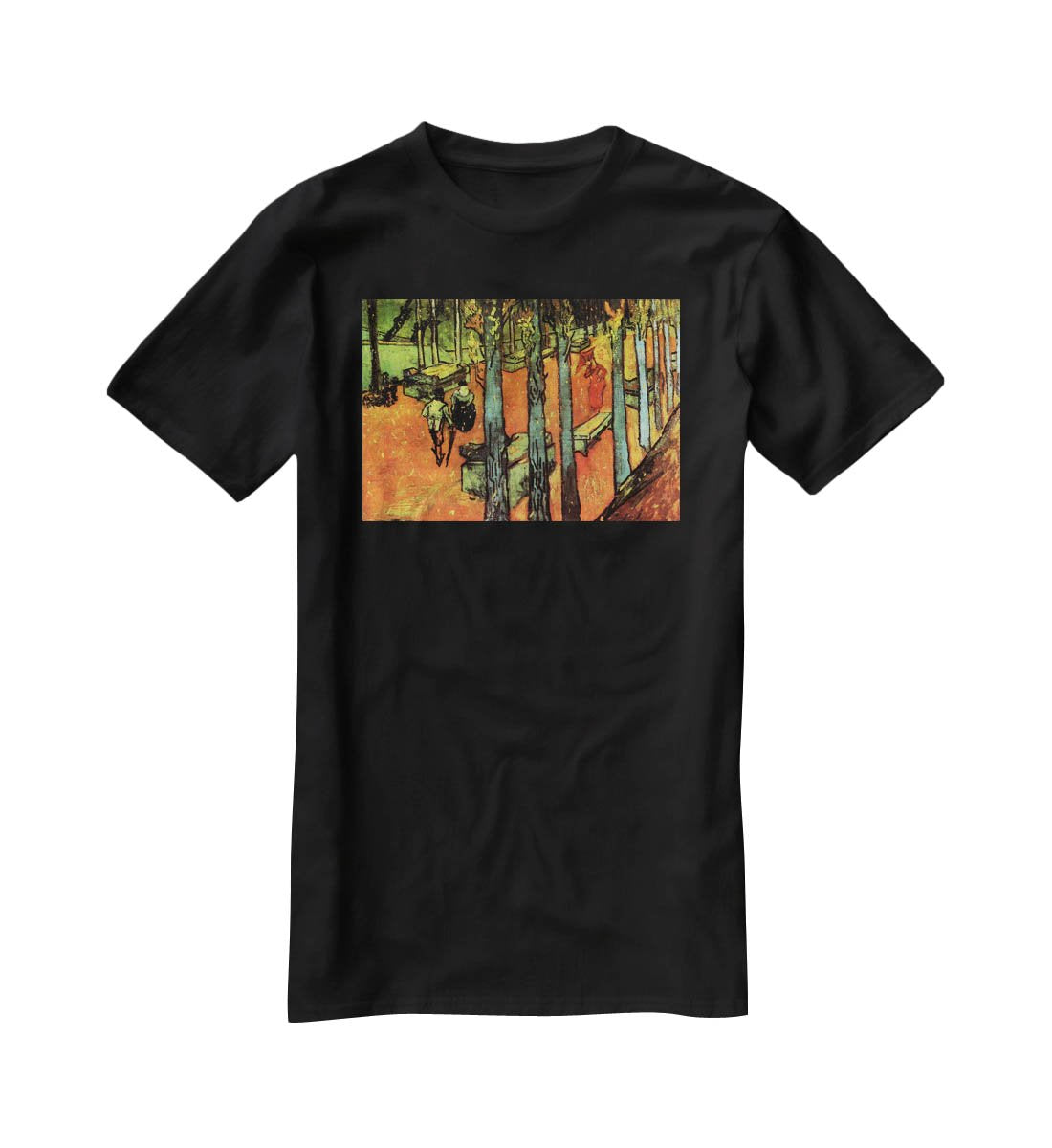 Les Alyscamps Falling Autumn Leaves by Van Gogh T-Shirt - Canvas Art Rocks - 1