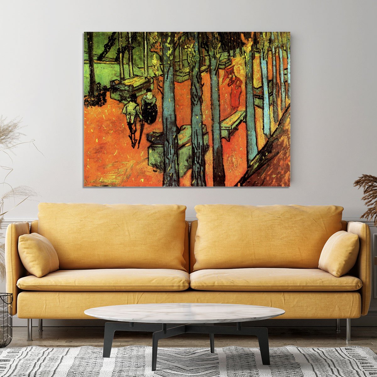 Les Alyscamps Falling Autumn Leaves by Van Gogh Canvas Print or Poster