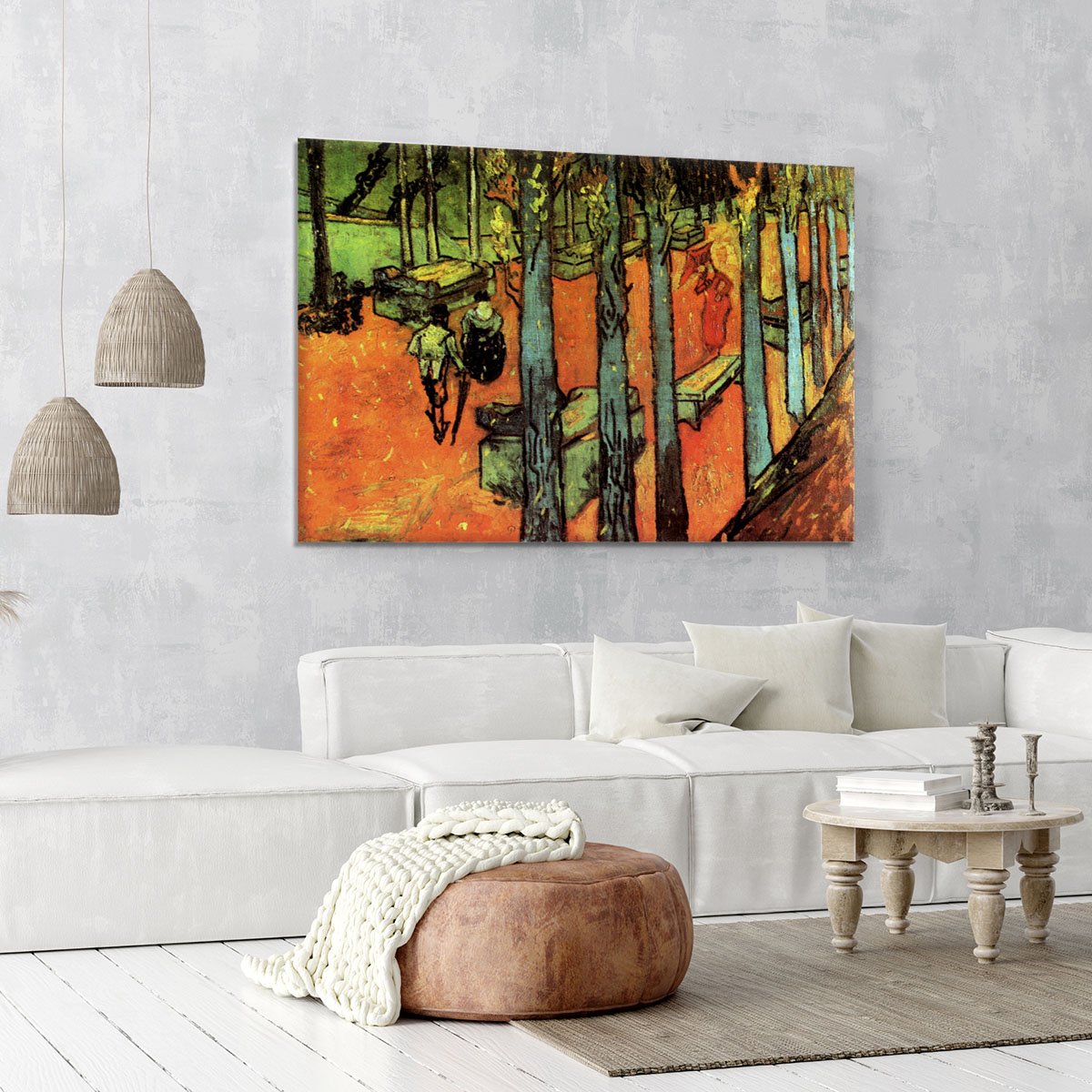 Les Alyscamps Falling Autumn Leaves by Van Gogh Canvas Print or Poster