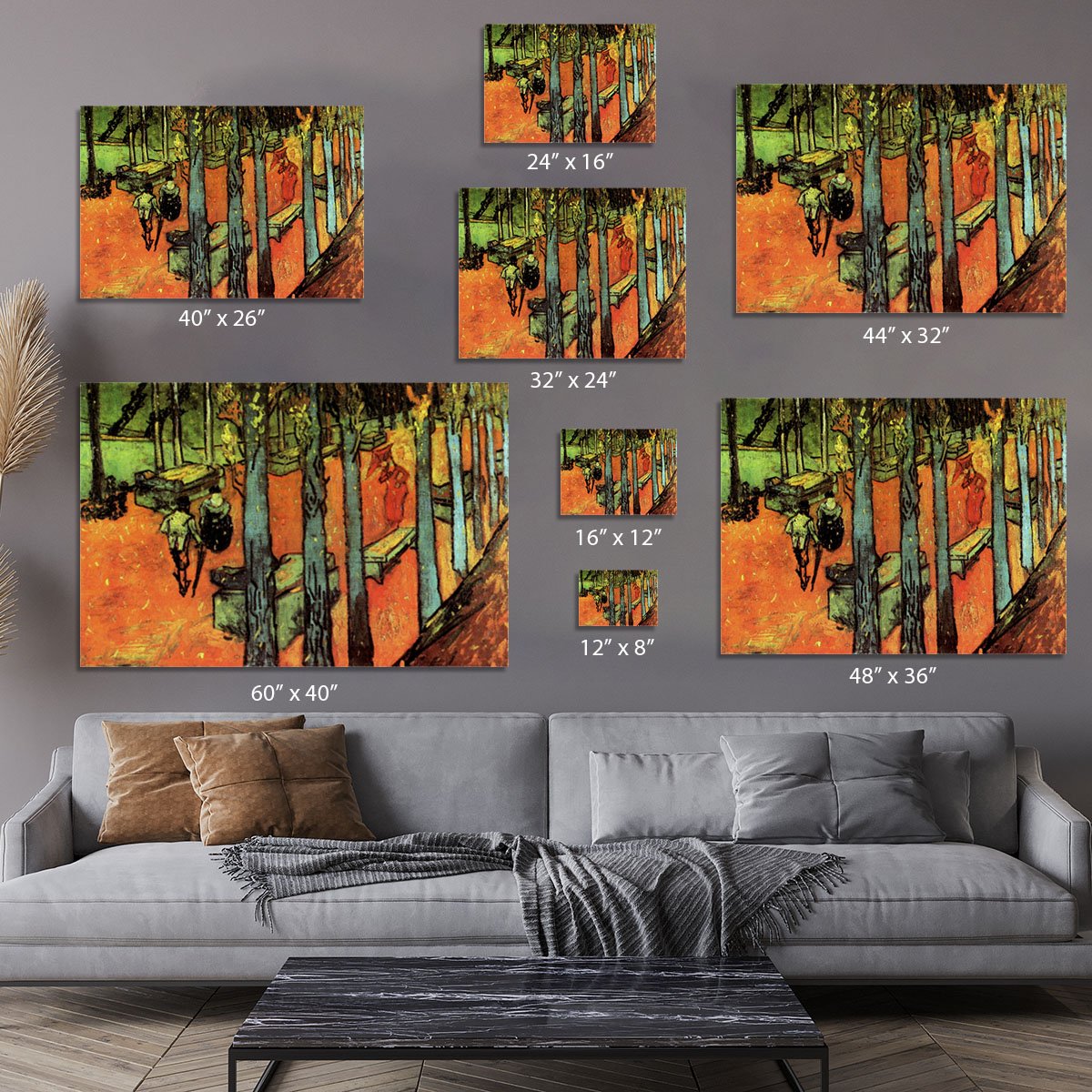 Les Alyscamps Falling Autumn Leaves by Van Gogh Canvas Print or Poster