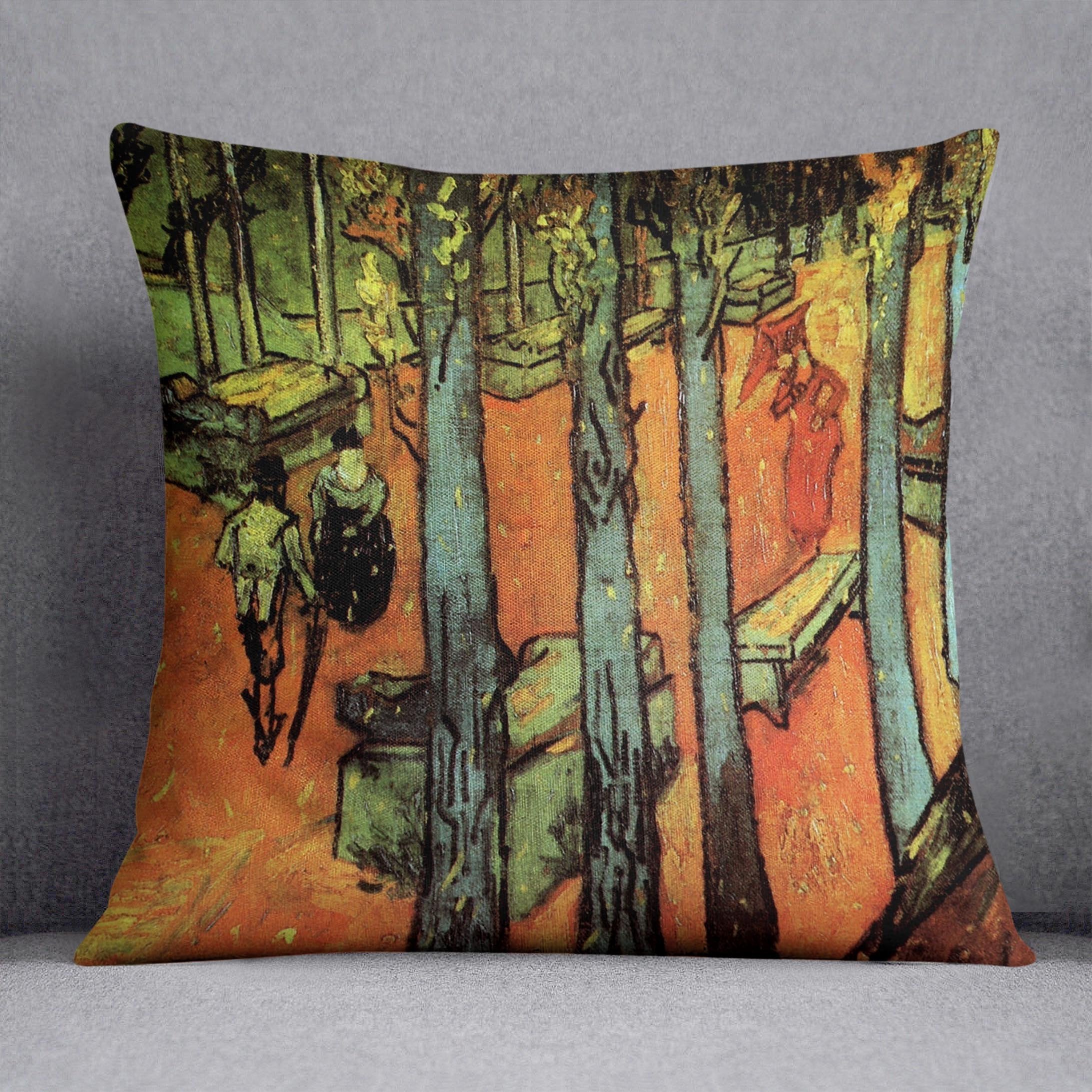 Les Alyscamps Falling Autumn Leaves by Van Gogh Throw Pillow