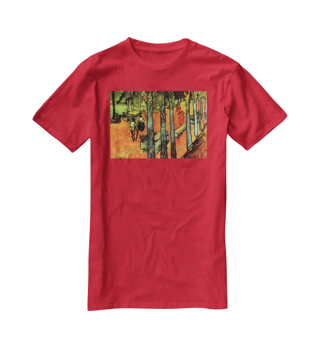 Les Alyscamps Falling Autumn Leaves by Van Gogh T-Shirt - Canvas Art Rocks - 4