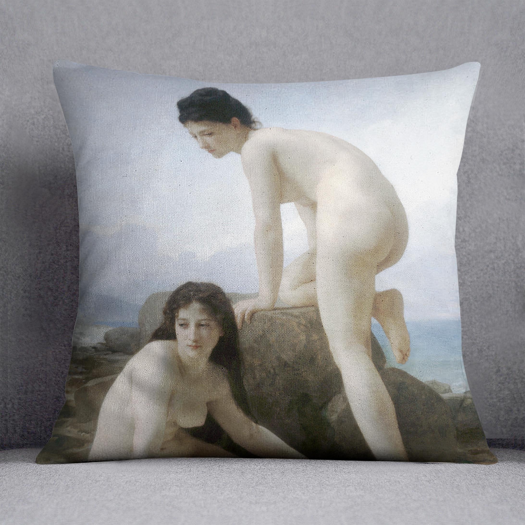 Les Deux Baigneuses By Bouguereau Throw Pillow