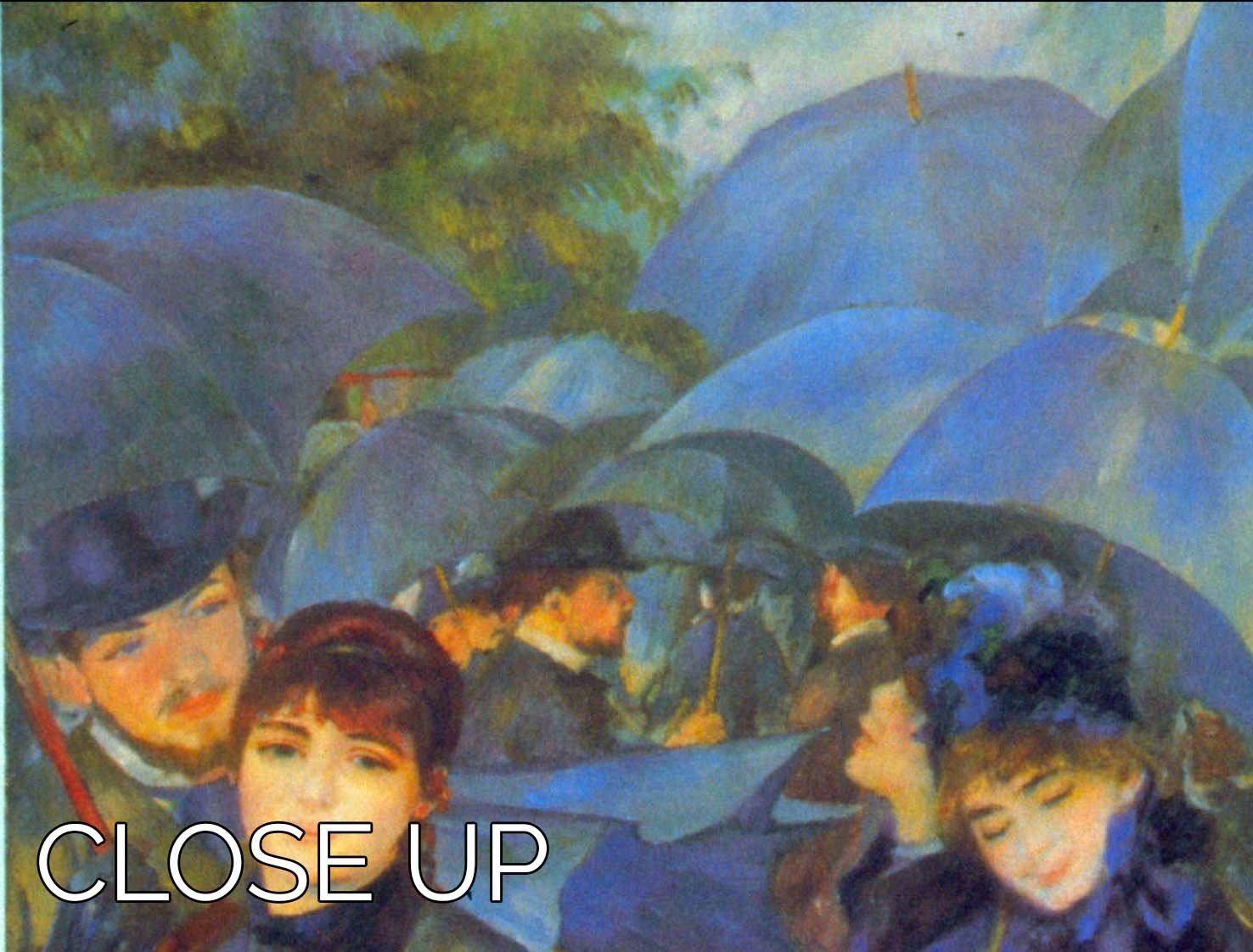 Les Para Pluies by Renoir 3 Split Panel Canvas Print - Canvas Art Rocks - 3