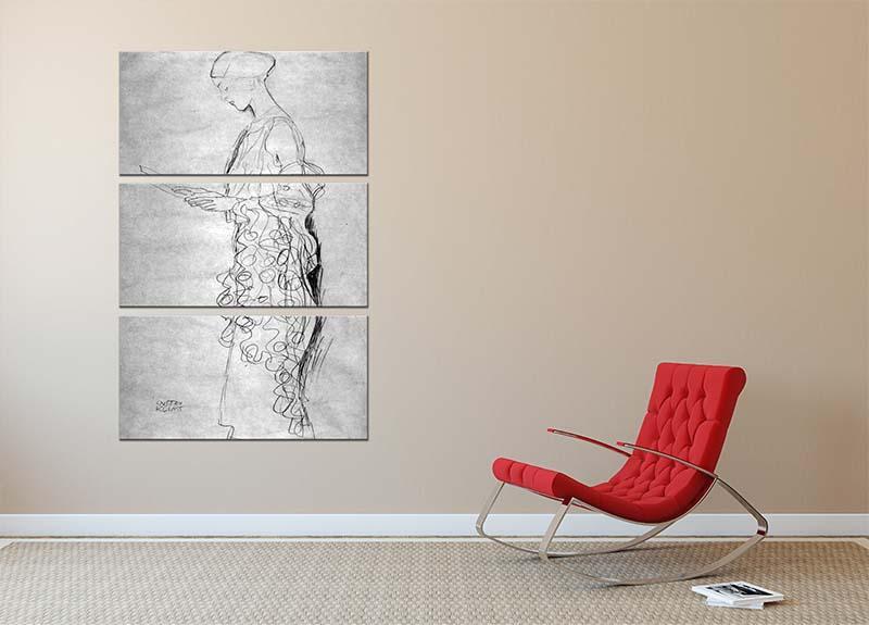 Lesendes girl in profile by Klimt 3 Split Panel Canvas Print - Canvas Art Rocks - 2